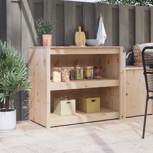 ROMHZKS Outdoor-Küchenschrank Kiefernholz Küchenschrank mit Regalen für Stauraum, Modernes Design 106x55x92 cm Massivholz Kiefer von ROMHZKS