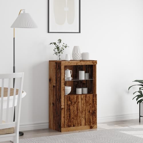 ROMHZKS Rustikaler Aufbewahrungsschrank aus recyceltem Holz mit 2 Türen und 2 Regalen für Garage und Hauswirtschaftsraum von ROMHZKS