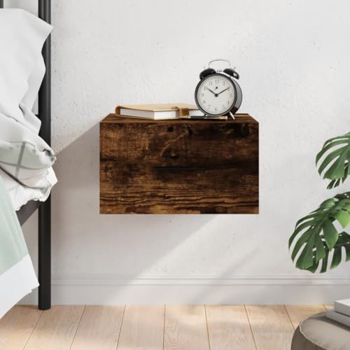 ROMHZKS Schwebender Nachttisch aus Holz mit Stauraum, Wandmontage Nachttisch für Schlafzimmer Dekoration von ROMHZKS