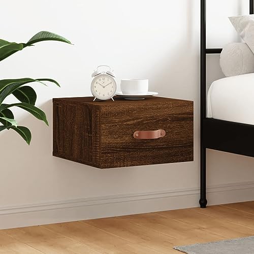 ROMHZKS Schwebender Nachttisch aus Holz mit Stauraum, Wandmontage Nachttisch für Schlafzimmer Dekoration von ROMHZKS