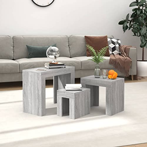 ROMHZKS Stapelbare Couchtische Set aus Holzwerkstoff - 3-teiliger Satztisch mit platzsparendem Design für Wohnzimmer, Schlafzimmer und Büro ROMHZKS Stapelbare Couchtische Set aus Holzwerkstoff - 3-teiliger Satztisch mit platzsparendem Design für Wohnzimmer, Schlafzimmer und Büro von ROMHZKS
