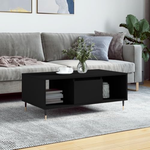 ROMHZKS Stylischer Couchtisch aus Holzwerkstoff mit Metallbeinen und Stauraum - Eleganter Sofatisch für Wohnzimmer von ROMHZKS