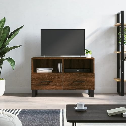 ROMHZKS TV-Schrank Braun Eichen-Optik tv Board wohnzimmerschrank Sideboard Wohnzimmer tv Bank 80x36x50 cm Holzwerkstoff von ROMHZKS