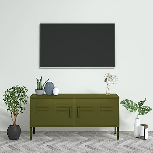 ROMHZKS TV-Schrank Olivgrün Fernseher Schrank Sideboard tv tv unterschrank Konsolentisch mit Schubladen 105x35x50 cm Stahl ROMHZKS TV-Schrank Olivgrün Fernseher Schrank Sideboard tv tv unterschrank Konsolentisch mit Schubladen 105x35x50 cm Stahl von ROMHZKS