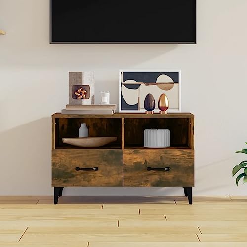 ROMHZKS TV-Schrank Räuchereiche HiFi Rack Fernsehschrank Fernseher Schrank Sideboard hängend 80x36x50 cm Holzwerkstoff von ROMHZKS