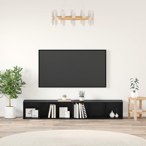 ROMHZKS TV-Schrank-Set 2 pcs Schwarze Eiche hängeschrank tv Regal Konsolentisch mit Schubladen HiFi Rack 37 x 35 x 107 cm von ROMHZKS