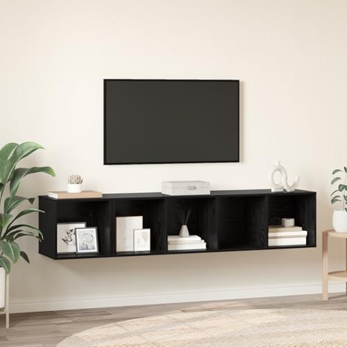 ROMHZKS TV-Schrank Set 2 pcs Schwarze Eiche tv Cabinet Sideboard hängend hängeschrank tv Regal 37 x 37 x 142,5 cm von ROMHZKS