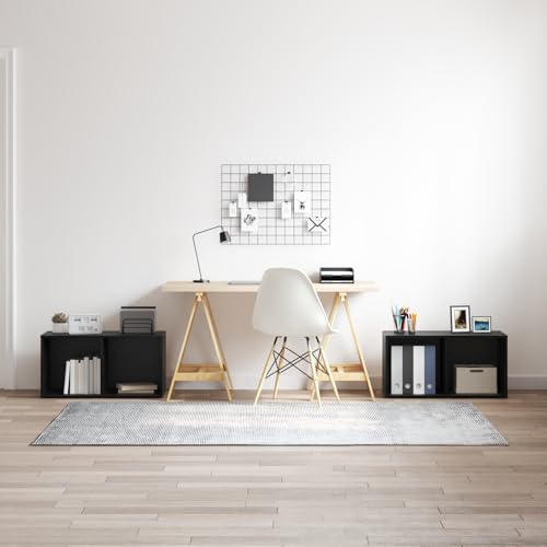 ROMHZKS TV-Schrank-Set mit Regal 2 pcs Schwarz Eiche Fernseher Schrank tv möbel hängeschrank tv Bank 72 x 35 x 36.5 cm von ROMHZKS