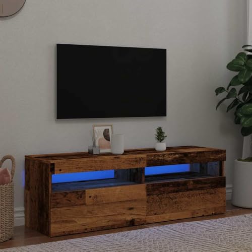 ROMHZKS TV-Schrank mit LED Altholz-Optik lowboard Konsolentisch mit Schubladen wohnzimmerschrank tv Bank 120x35x40 cm Holzwerkstoff ROMHZKS TV-Schrank mit LED Altholz-Optik lowboard Konsolentisch mit Schubladen wohnzimmerschrank tv Bank 120x35x40 cm Holzwerkstoff von ROMHZKS