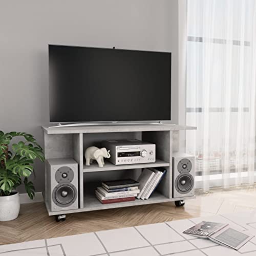 ROMHZKS TV-Schrank mit Rollen Betongrau tv ständer Couchtisch HiFi Rack Sideboard tv 80x40x45 cm Holzwerkstoff von ROMHZKS
