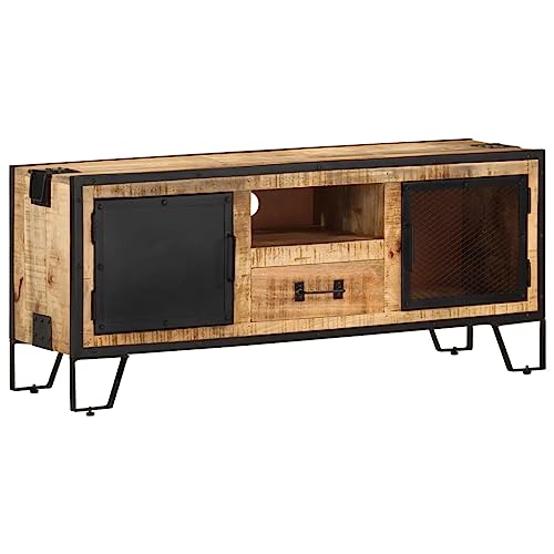 ROMHZKS TV-Schrank tv unterschrank Fernseher Tisch Konsolentisch mit Schubladen Sideboard tv 110x31x46 cm Raues Mangoholz ROMHZKS TV-Schrank tv unterschrank Fernseher Tisch Konsolentisch mit Schubladen Sideboard tv 110x31x46 cm Raues Mangoholz von ROMHZKS