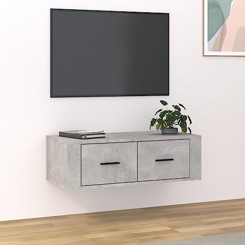 ROMHZKS TV-Wandschrank Betongrau Fernseher Schrank Sideboard Wohnzimmer Fernseher Tisch tv Bank 80x36x25 cm Holzwerkstoff von ROMHZKS