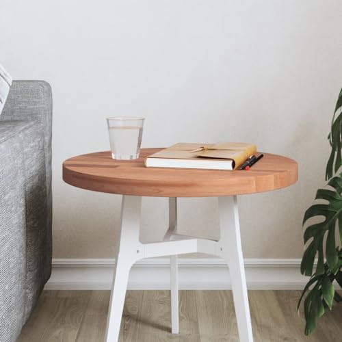 ROMHZKS Tischplatte Ø40x2,5 cm Rund Massivholz Buche Massivholztafel Rustikale Tischplatte Massivholzplatte für Schreibtisch Arbeitsplatte von ROMHZKS