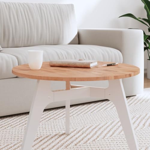 ROMHZKS Tischplatte Ø60x1,5 cm Rund Massivholz Buche Rustikale Tischplatte Echtholzplatte Wohnzimmertischplatte für Schreibtisch Arbeitsplatte von ROMHZKS
