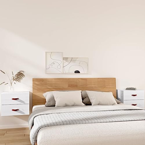 ROMHZKS Wand-Nachttisch aus Kiefernholz mit Stauraum, stabile Oberplatte für Schlafzimmer, rustikales Design, platzsparend von ROMHZKS