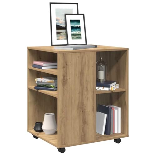 Rollschrank aus Holzwerkstoff mit Rollen und Stauraum für Schreibtischorganisation von ROMHZKS