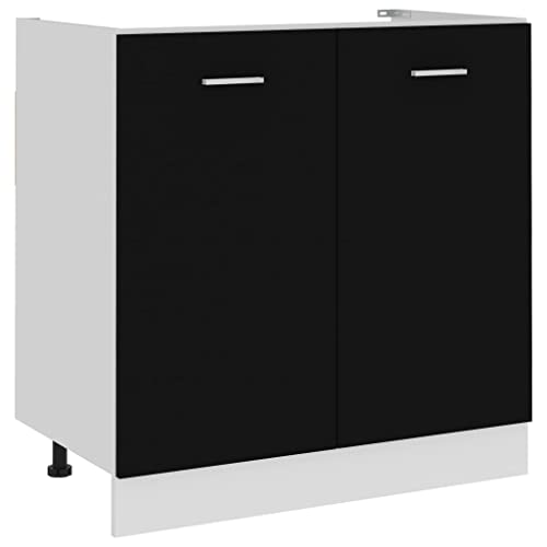 Spülenunterschrank Lyon Schwarz Moderner Küchenschrank aus Eichenholz mit viel Stauraum und elegantem Design 80x46x81,5 cm Holzwerkstoff Spülenunterschrank Lyon Schwarz Moderner Küchenschrank aus Eichenholz mit viel Stauraum und elegantem Design 80x46x81,5 cm Holzwerkstoff von ROMHZKS