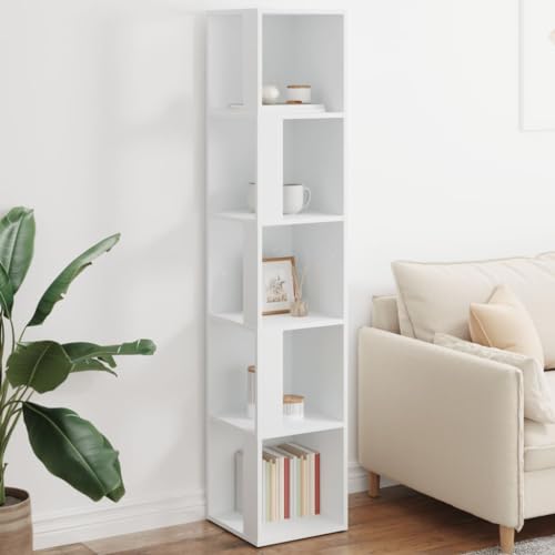 Stabiles Eckregal mit 5 Fächern für Wohnzimmer, Bücher und Deko – Platzsparend und Robust von ROMHZKS