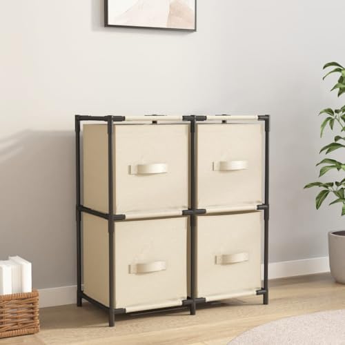 Stoff Kommode mit 4 Körben, Stauraum Regal aus Stahl für stabile Aufbewahrung, leichtes Design Stoff Kommode mit 4 Körben, Stauraum Regal aus Stahl für stabile Aufbewahrung, leichtes Design von ROMHZKS