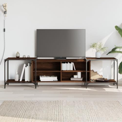 TV-Schrank Braun Eichen-Optik Sideboard hängend Fernseher Tisch tv kommode Konsolentisch mit Schubladen 203x37x50 cm Holzwerkstoff von ROMHZKS
