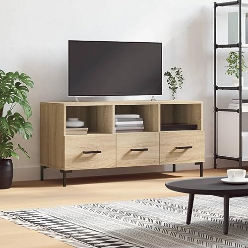 TV-Schrank Sonoma-Eiche Fernseher kommode Sideboard tv Fernseher Tisch tv unterschrank 102x36x50 cm Holzwerkstoff von ROMHZKS
