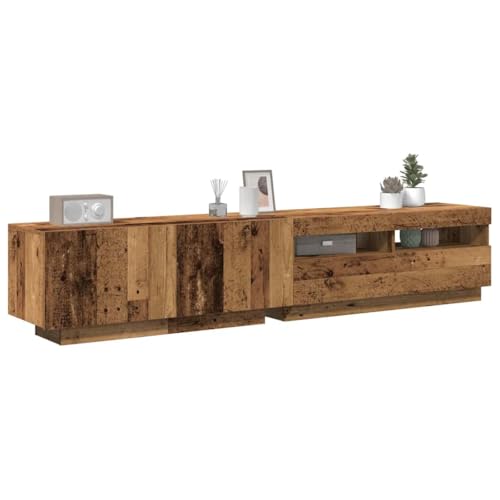 TV-Schrank mit LED-Leuchten Altholz-Optik HiFi Rack tv Cabinet Fernsehschrank Fernseher kommode 200x35x40 cm TV-Schrank mit LED-Leuchten Altholz-Optik HiFi Rack tv Cabinet Fernsehschrank Fernseher kommode 200x35x40 cm von ROMHZKS