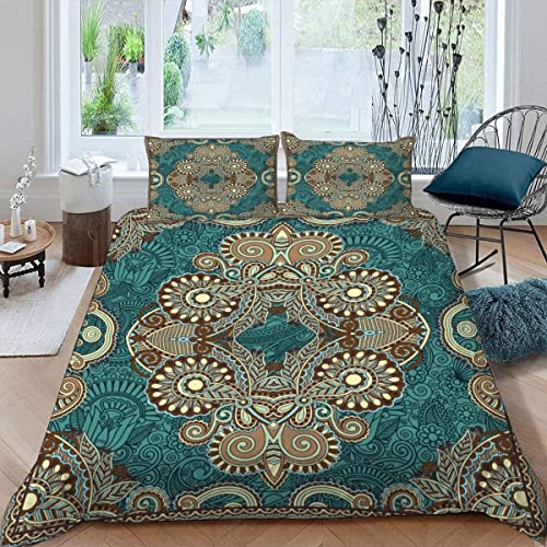 ROMIGO Blumen Bettwäsche 200x200 Mädchen Jungen 3D Druck Orientalischer Stil Bettbezug Weich 100% Mikrofaser Sommer Bettwäsche-Sets 3 Teilig mit Reißverschluss und 2 Kissenbezüge 80x80 cm von ROMIGO