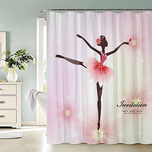 ROMIGO Mädchen Schmetterling Duschvorhang 180x200 Anti-Schimmel Duschvorhänge für Badewanne Badezimmer Wasserdichter Waschbar Polyester Stoff Rosa Kawaii Shower Curtains mit 12 Duschvorhangringe von ROMIGO