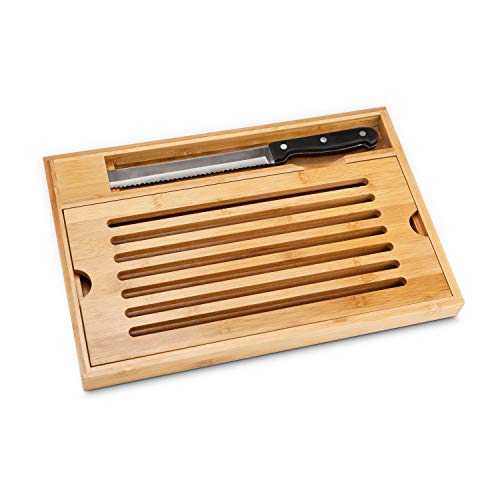 ROMINOX Geschenkartikel Brotschneide-Set // Krümel – 2-teiliges Set aus Brotmesser und Bambusbrett mit praktischem Krümelfach zum Herausnehmen; Maße: ca. 38 x 25 x 3.5 cm von ROMINOX