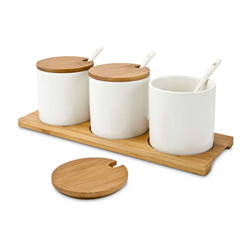 ROMINOX Geschenkartikel Dip-Set // TRE Malva – 10-teiliges Set, 3 Schalen, 3 Löffel und 3 Deckel, auf Servierbrettchen, für Dips, Saucen oder Marmeladen; Maße: ca. 28.5 x 9.5 x 9.2 cm von ROMINOX