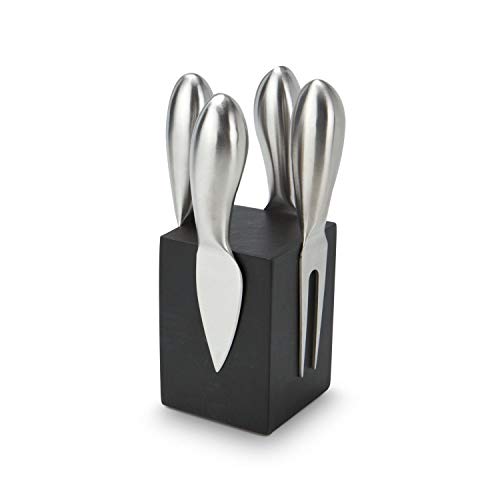 ROMINOX Geschenkartikel Käsemesser-Block // Novo – Käsezubehör-Set, 5-teilig, Modernes Käsemesser-Set, magnetischer Holzblock, 4 Käsebesteckteile; Maße: ca. 8 x 8 x 15.5 cm von ROMINOX