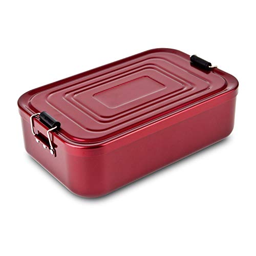 ROMINOX Geschenkartikel Lunchbox // Quadra verschiedene Varianten – hochwertige Aluminium Aufbewahrungsbox, praktisch und leicht, Proviantbox mit Dichtungsring (Rot glänzend, XL) von ROMINOX