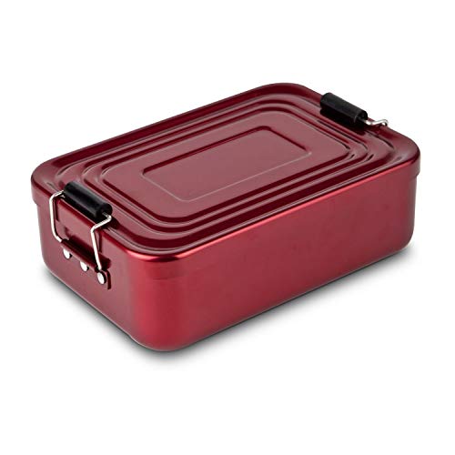 ROMINOX Geschenkartikel Lunchbox // Quadra verschiedene Varianten – hochwertige Aluminium Aufbewahrungsbox, praktisch und leicht, Proviantbox mit Dichtungsring (Rot glänzend, Medium) von ROMINOX
