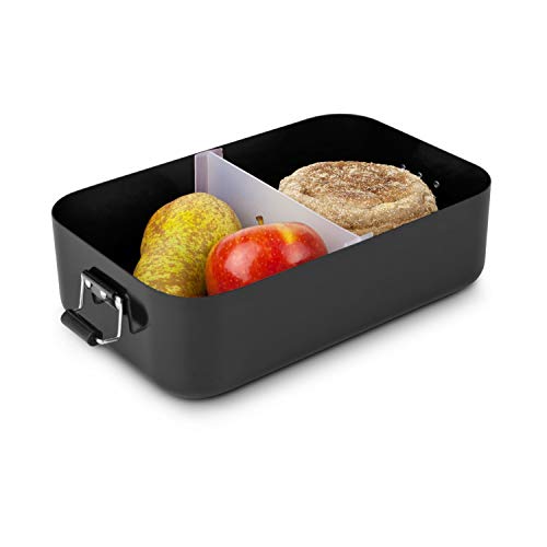 ROMINOX Geschenkartikel Lunchbox // Quadra verschiedene Varianten – hochwertige Aluminium Aufbewahrungsbox, praktisch und leicht, Proviantbox mit Dichtungsring (Schwarz matt, XL) von ROMINOX