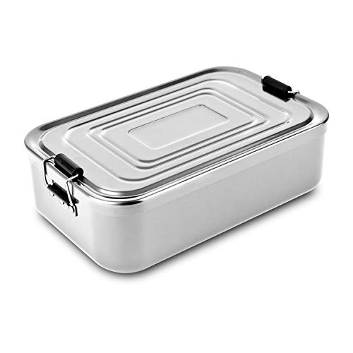 ROMINOX Geschenkartikel Lunchbox // Quadra verschiedene Varianten – hochwertige Aluminium Aufbewahrungsbox, praktisch und leicht, Proviantbox mit Dichtungsring (Silber glänzend, XL) von ROMINOX