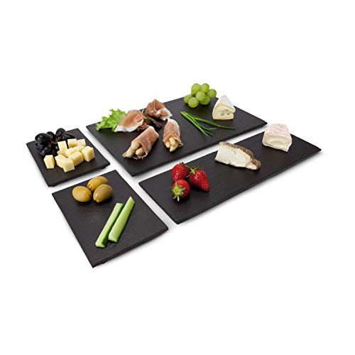 ROMINOX Geschenkartikel Schieferplatten-Set // Tapas Ardesia – 4-teilig, lasierte, unempfindliche Schieferplatten in 3 Größen, zum Servieren, flexibel kombinierbar; Maße: ca. 30 x 20 x 1.5 cm von ROMINOX