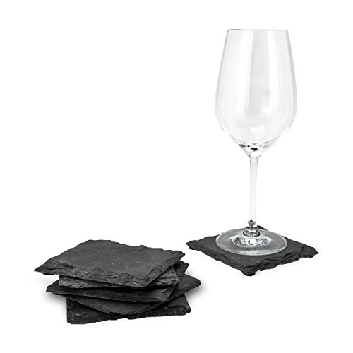 ROMINOX Geschenkartikel Untersetzer 6er-Set // Sei Ardesia – Schiefer – Weinzubehör, 6 Untersetzer aus echtem Naturschiefer, Schutzgleiter auf der Unterseite; Maße: ca. 10 x 10 x 0.5 cm von ROMINOX