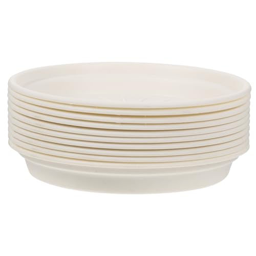ROMISBABA 10 Stück Blumentopf Tablett Großer Pflanzenuntersetzer Servierschale Pflanzenschalen Anlage Untertasse Steht Töpfe Draußen Tabletts Terrakotta Pflanzplatten Für Töpfe Plastik Weiß von ROMISBABA