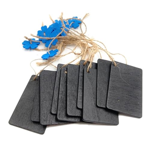 ROMISBABA 10 Stück Teiliges Hängende Jute Holztafel mit Blauem Blumenmuster Leichte Kleine Kreidetafel zum Beschriften Kreative Wanddekoration für Zuhause Tür und Möbel Vielseitige DIY von ROMISBABA