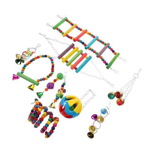 ROMISBABA 10 Stück Teiliges Holz Vogelspielzeug Parakeet Kletterschaukel Vogelstand für Wellensittiche Papageien Training Balancekoordination Zubehör ROMISBABA 10 Stück Teiliges Holz Vogelspielzeug Parakeet Kletterschaukel Vogelstand für Wellensittiche Papageien Training Balancekoordination Zubehör von ROMISBABA