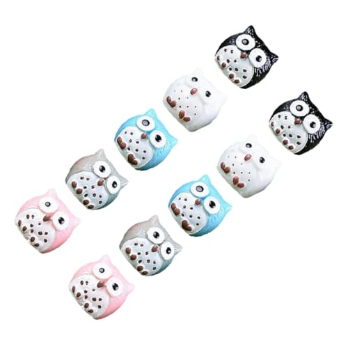 ROMISBABA 10 Stück Teiliges Mikrolandschaft Moos Ornamente Bunte DIY Resin Eulen Figuren Kratzfest Farbbeständig Dekorativ für Zimmer Mini Garten Blumentopf Geschenkidee von ROMISBABA