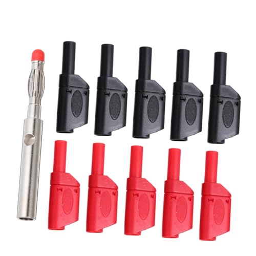 ROMISBABA 10 Stück Teiliges Multimeter Messkabel mit Isolierten Vollkupfernen Bananensteckern Flexibel Ausziehbar Sicherer Anschluss Rot und Schwarz für Präzise Messungen und Langlebigen von ROMISBABA