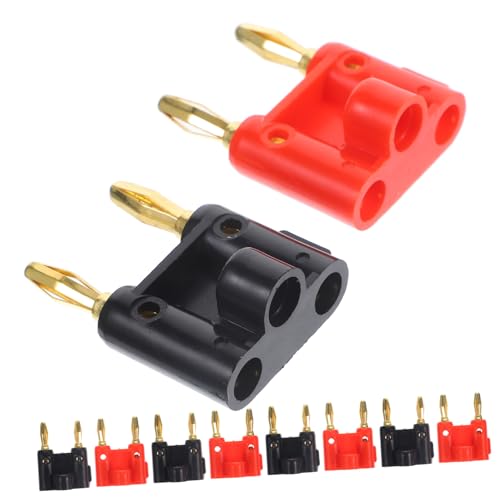 ROMISBABA 10 Stück Teiliges Vergoldete Doppel bananenstecker Schraubverbinder Lautsprecherstecker Schnellverschluss Hohe Stabilität Kompatibel für Audio Lautsprechersysteme von ROMISBABA