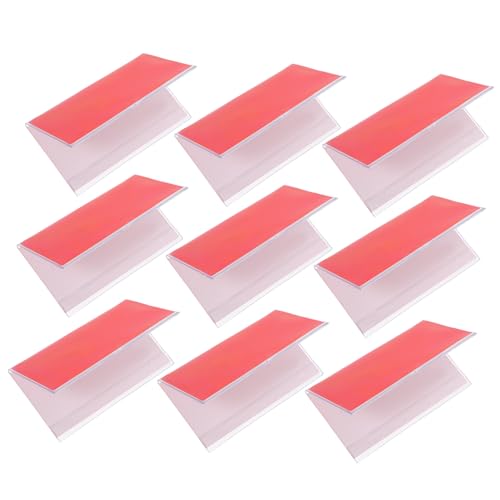 ROMISBABA 10 Stück Transparente Dreieckige Tischkartenhalter aus Robustem Kunststoff Doppelseitig Bedruckbar Platzsparend für Business Schule Konferenzräume Namensschild Preisschild Display von ROMISBABA