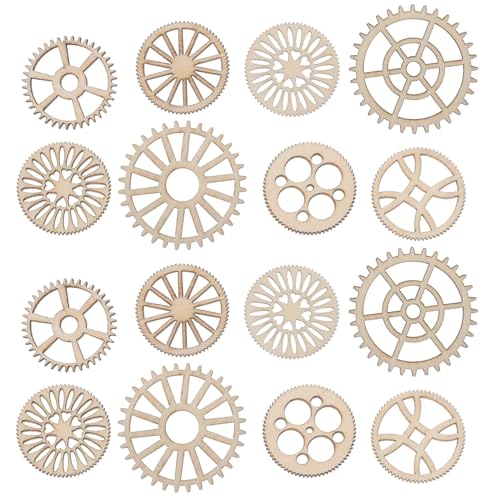 ROMISBABA 100 Stück Mini Holz Zahnräder zum Basteln Natürliche Holzfarben Runde Wandanhänger für Wohnzimmer Schlafzimmer Deko DIY Wandornamente Kreative Holzdekorations von ROMISBABA