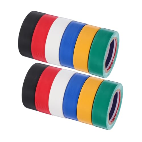 ROMISBABA 12 Rollen Isolierklebeband PVC Hitzebeständig Reißfest Kabelmarkierung und Schutz Gemischt Geeignet für Kabelbündelung Elektroinstallation Elektriker Klebeband von ROMISBABA