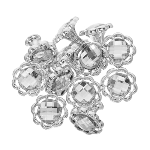 ROMISBABA 12 Stück Teiliges Dekorative Blüten Rhinestone Möbelknöpfe mit Schrauben Silberfarbene Schrank und Kommodengriffe Kratzfeste Stabile Schubladenknäufe für Küchen und Wohnmöbel von ROMISBABA