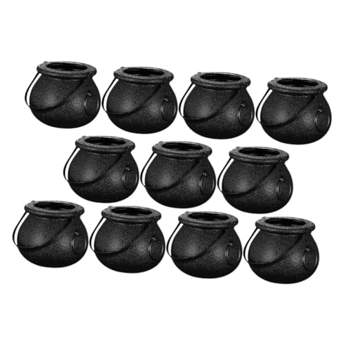 ROMISBABA 12 Stück Teiliges Halloween Candy Cauldron aus Mini Kunststoff Süßer Bonboneimer Dekorative Süßigkeitenhalter für Kindergeburtstag und Halloween Party Deko von ROMISBABA