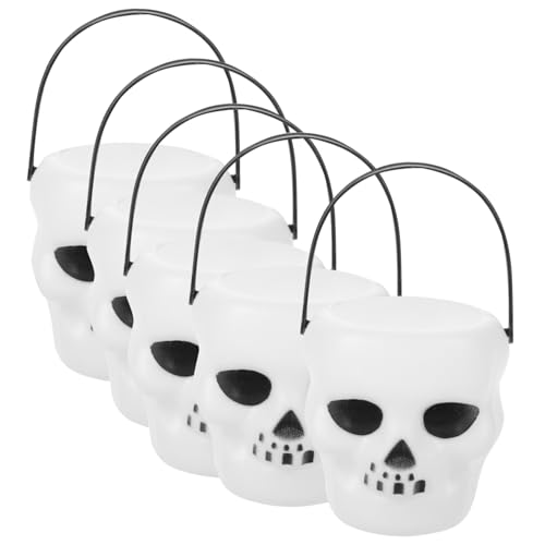 ROMISBABA 12 Stück Teiliges Halloween Süßigkeiten Eimer aus Strapazierfähigem Kunststoff Kleine Weiße Geist Behälter als Party Dekoration und Geschenkverpackung für Süßes und Kleine von ROMISBABA