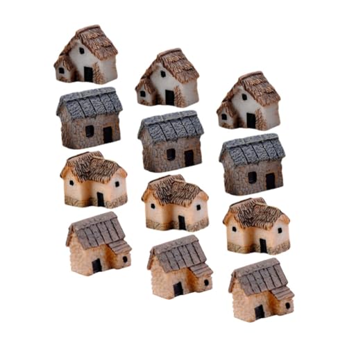ROMISBABA 12 Stück Teiliges Miniatur-hausfiguren Robustem Harz Kompakte Mini-dorfhütten für DIY Bonsai Dekoration Zauberhafte Mini-Ornamente für Sukkulenten Terrarien und Blumentopf-dekor von ROMISBABA